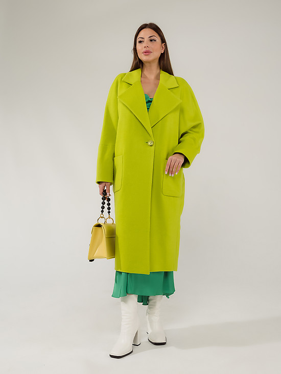 Зеленое шерстяное пальто со спущенной линией плеча  Natiso