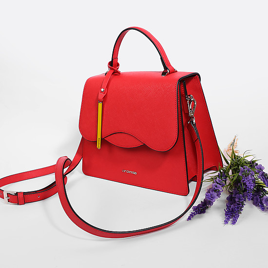 Красная сумка-трапеция из сафьяновой кожи Perla  Cromia