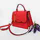 Красная сумка-трапеция из сафьяновой кожи Perla  Cromia