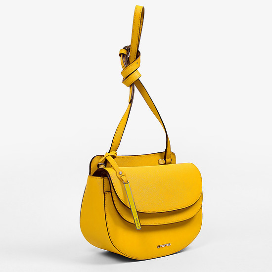 Желтая кожаная сумка-седло Perla  Cromia