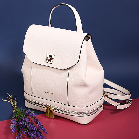 Белый кожаный рюкзак с молнией Mina  Cromia