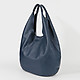 Синяя сумка-шоппер из натуральной кожи  Cromia