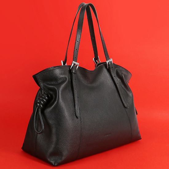 Черная вместительная сумка с петлями по бокам  Cromia
