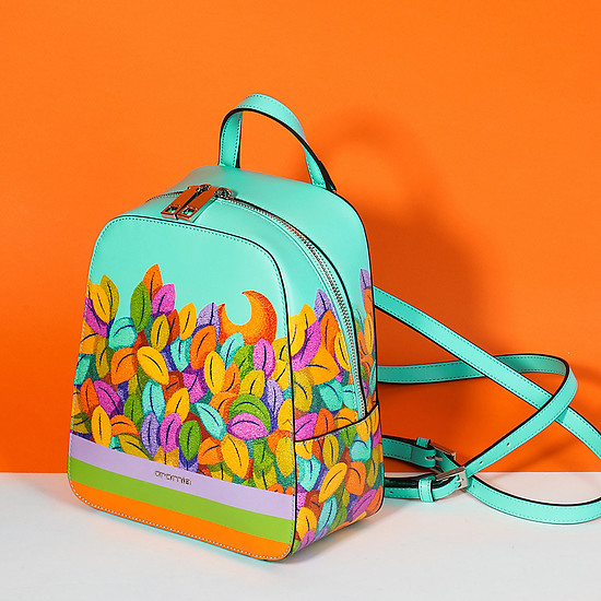 Яркий кожаный рюкзак с принтом цветов L'Albero della Felicità  Cromia
