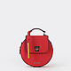 Маленькая красная круглая сумочка из сафьяновой кожи с дополнительным наплечным ремешком  Cromia