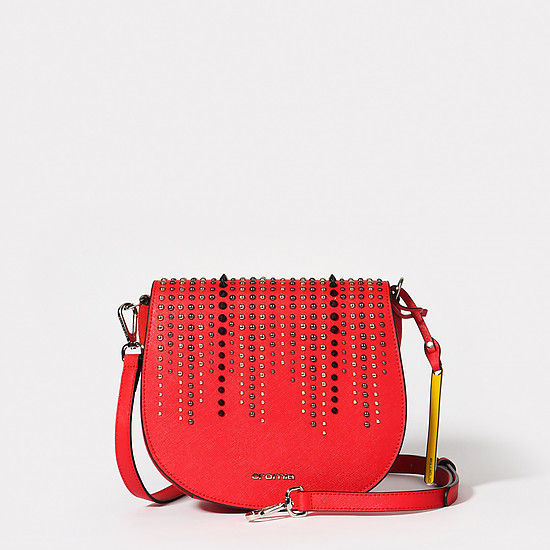 Седельная сумка-клатч из красной сафьяновой кожи  Cromia