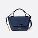 Стильная сумочка-трапеция из натуральной кожи сафьяно с золотой пряжкой в синем цвете  Cromia