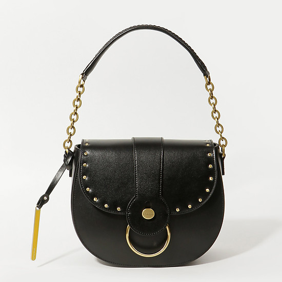 Черная седельная сумка среднего размера из гладкой кожи ALLEGRA  Cromia