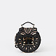 Круглая черная сумочка кросс-боди из сафьяновой кожи со съемным ремешком  Cromia