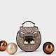 Круглая бронзовая сумочка кросс-боди из сафьяновой кожи со съемным ремешком  Cromia