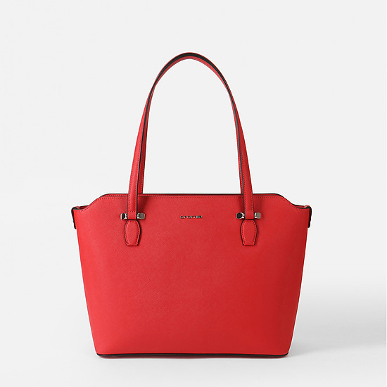 Красная сумка-трапеция из сафьяновой кожи с ручками на плечо  Cromia