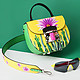 Полукруглая кожаная сумка-боулер с дизайнерским принтом  Cromia