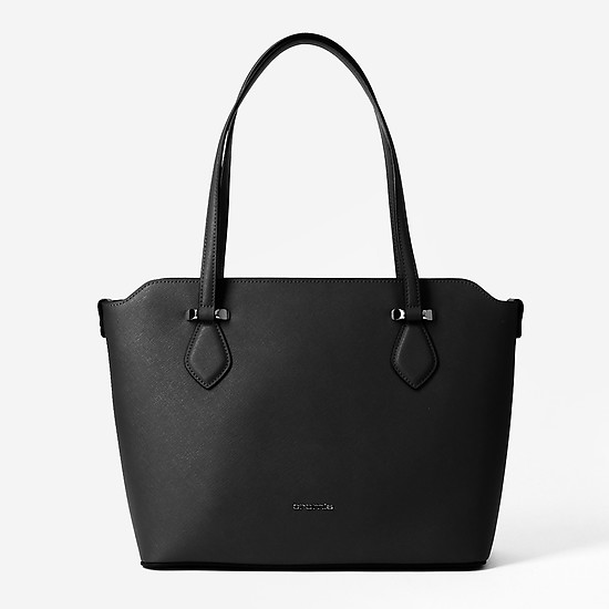 Форматная сумка-тоут из натуральной кожи в черном цвете  Cromia