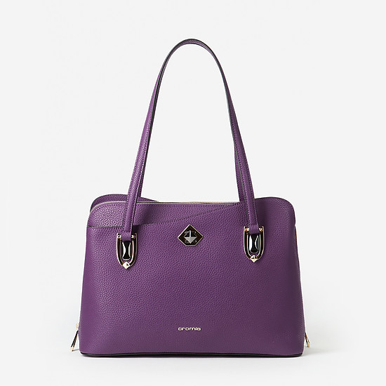 Форматная кожаная сумка в ассиметричном дизайне в оттенке королевской сирени  Cromia