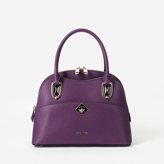 Фиолетовая сумка-купол Mina из плотной зернистой кожи  Cromia