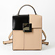 Прямоугольный бежевый рюкзак-сумка Bell из матовой и глянцевой кожи со съемными лямками  Cromia