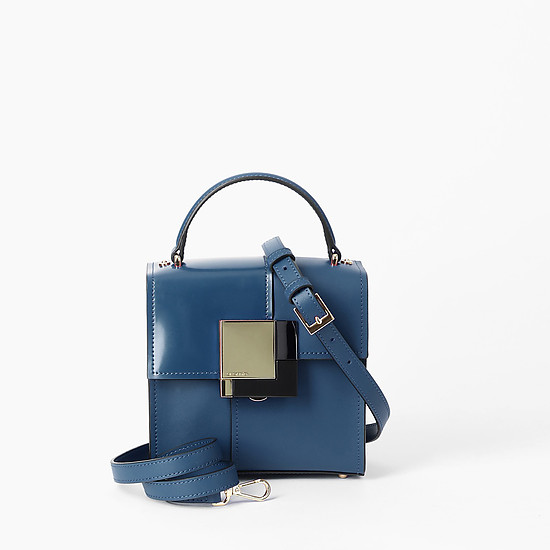 Миниатюрная квадратная сумочка Bell из гладкой синей кожи  Cromia