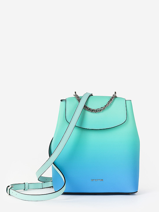 Небольшой рюкзак из сафьяновой кожи с эффектом голубого градиента  Cromia