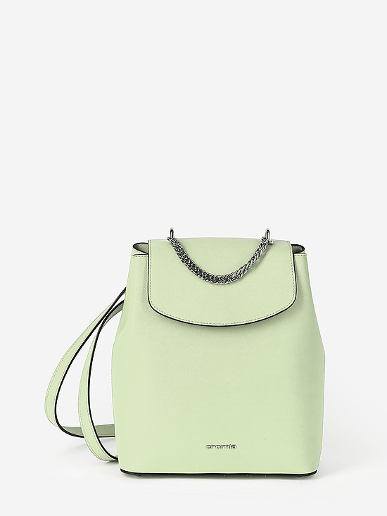 Небольшая сумка-рюкзак из пастельно-мятной сафьяновой кожи с ручкой-цепочкой  Cromia