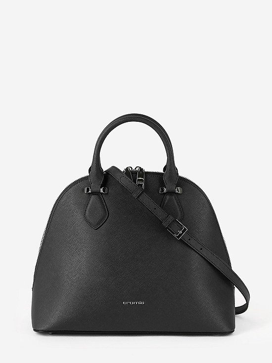 Черная сумка-тоут в силуэте купола из сафьяновой кожи  Cromia