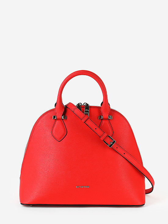 Красная сумка-тоут в силуэте купола из сафьяновой кожи  Cromia