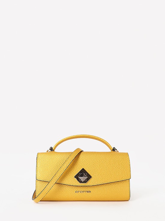 Желтая микро-сумочка - кошелек из натуральной кожи  Cromia