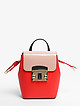 Небольшая сумка-рюкзак из ягодно-красной матовой и пастельно-розовой лаковой кожи  Cromia
