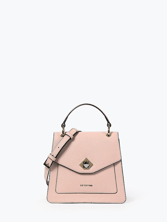 Небольшая пастелно-розовая сумочка-сэтчел Mina из плотной кожи  Cromia