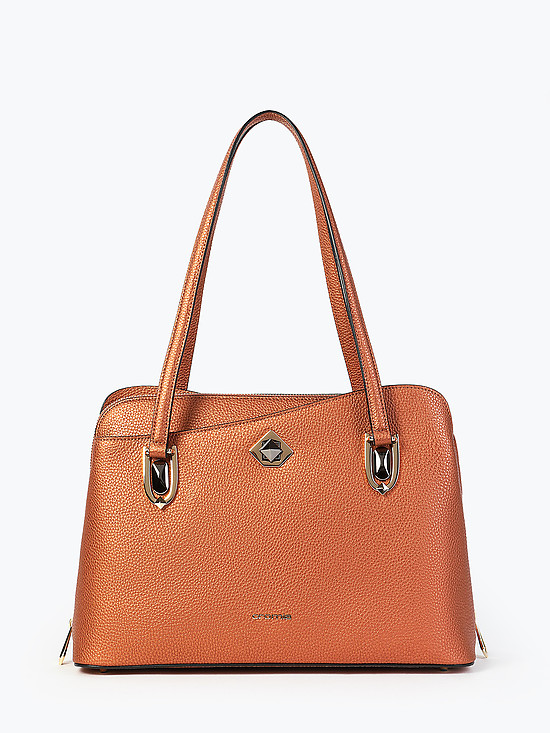 Форматная сумка из кожи с медным отливом в ассиметричном дизайне с ручками на плечо  Cromia