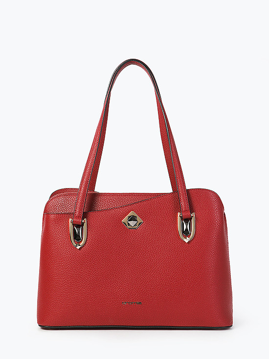 Форматная сумка из красной кожи в ассиметричном дизайне с ручками на плечо  Cromia