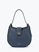 Синяя полукруглая сумка-хобо из плотной кожи  Cromia