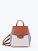 Лавандовый кожаный рюкзак с пастельно-лавандовой и коричневой отделкой в стиле колор-блок  Cromia