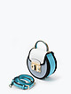 Круглая сумочка-боулер IT EYELINER из кожи в голубых тонах в стиле колор-болк  Cromia