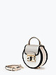 Круглая сумочка-боулер IT EYELINER из белой, безевой и серебристой кожи в стиле колор-болк  Cromia