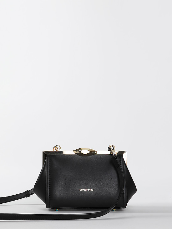Черная сумочка кросс-боди - клатч с саквояжным замком  Cromia