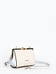 Кремовая сумочка кросс-боди - клатч с саквояжным замком  Cromia