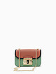 Прямоугольная сумочка кросс-боди в стиле колор-блок из зеленой, коричневой и темно-коричневой кожи  Cromia