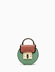 Круглая сумочка-боулер IT EYELINER в стиле колор-блок из зеленой, коричневой и темно-коричневой кожи  Cromia