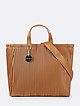 Мягкая сумка-тоут из коричневой плиссированной экокожи  Alex Max