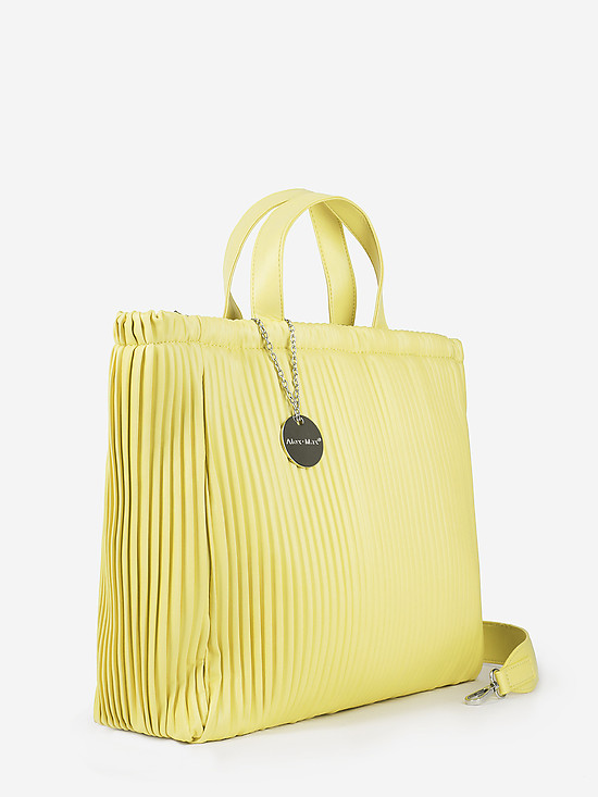 Мягкая сумка-тоут из желтой плиссированной экокожи  Alex Max