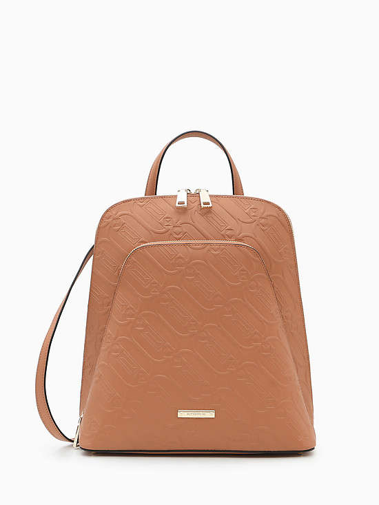 Сумка-рюкзак GLAM из коричневой кожи с фигурным тиснением  Cromia
