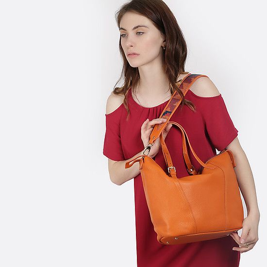 Вместительная оранжевая сумка с яркими деталями  KELLEN