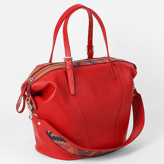 Красная вместительная сумка с цветной отделкой  KELLEN