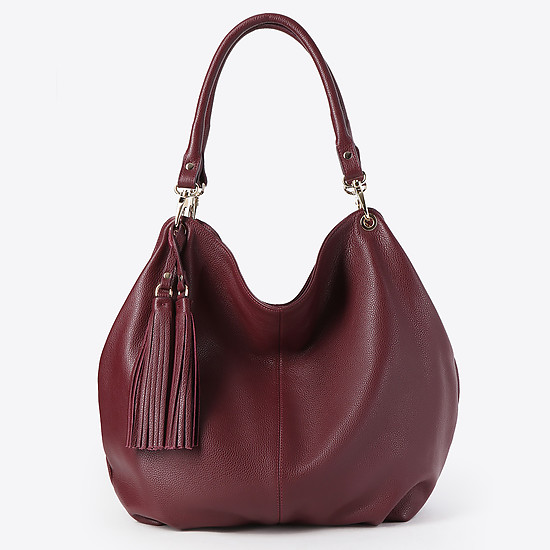 Стильная сумка-мешок от Kellen из высококачественной натуральной кожи в бордовом цвете  KELLEN