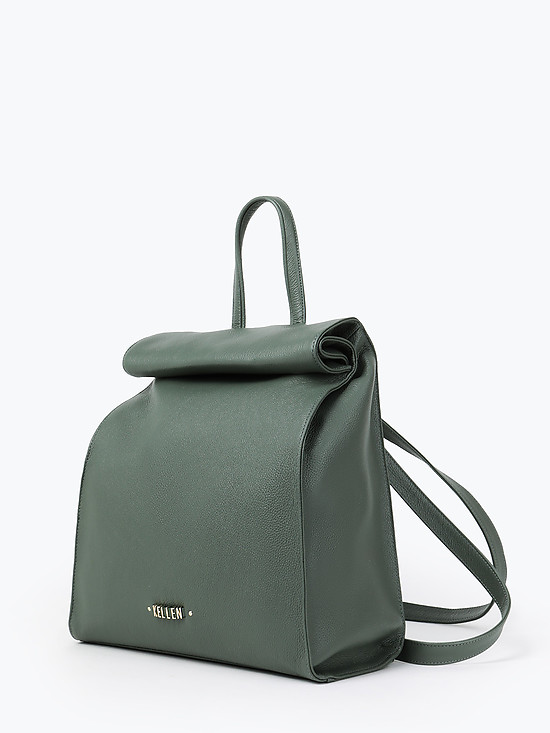 Стильный рюкзак из мягкой темно-оливковой кожи  KELLEN