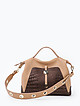 Небольшая мягкая сумка из коричневой кожи с широким ремнем с люверсами  KELLEN