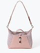 Небольшая мягкая сумка из пудрово-розовой кожи и плетеной соломки  KELLEN