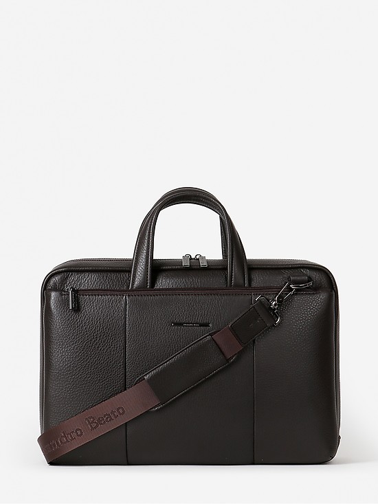 Мужская деловая сумка из зернистой коричневой кожи  Alessandro Beato