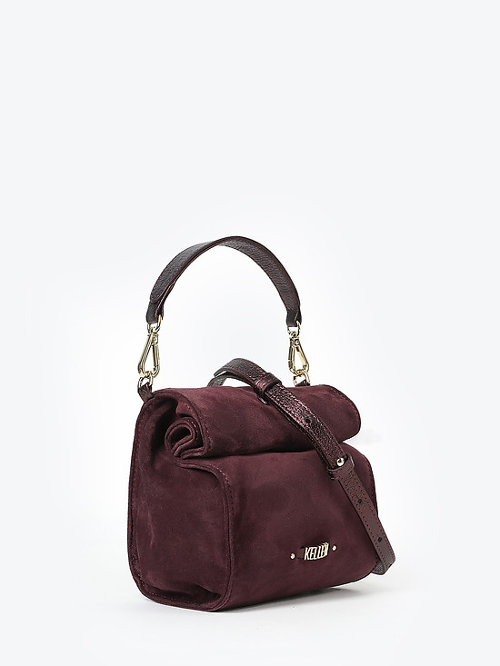 Маленькая замшевая сумка-пакет бордового цвета  KELLEN