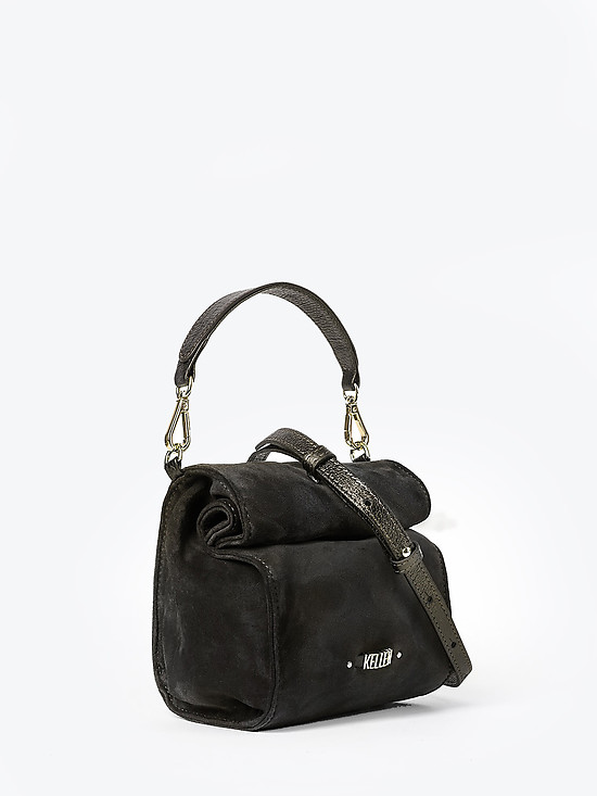 Оригинальная замшевая сумка в коричневом цвете со сворачивающимся верхом  KELLEN